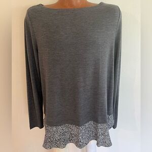 Loft Long Sleeve/Long Grey shirt with silk bottom
